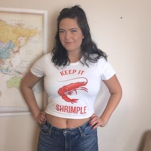 Keep it shrimple crop tee